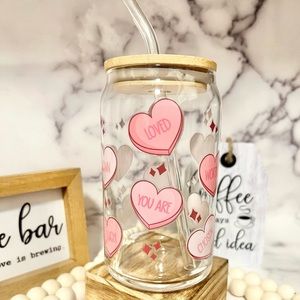 ⭐️HOST PICK⭐️❤️Conversation Hearts Coffee Tumbler with Straw and Lid❤️